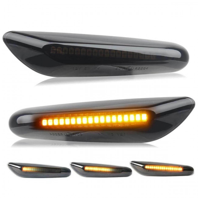 Dynamic LED Φλας Φτερού BMW E46, E60, E81, E82, E83, E84, E87, E88, E90, E91, E92, E93, X3, X1 - Φιμέ - 2 Τμχ.