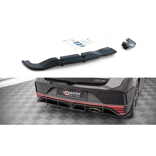 Splitter / Διαχύτης πίσω προφυλακτήρα Maxton Design (με κάθετες μπάρες) Hyundai I20 N Mk3 - Carbon Look - (HY-I20-3-N-RSD1C+RD1C)