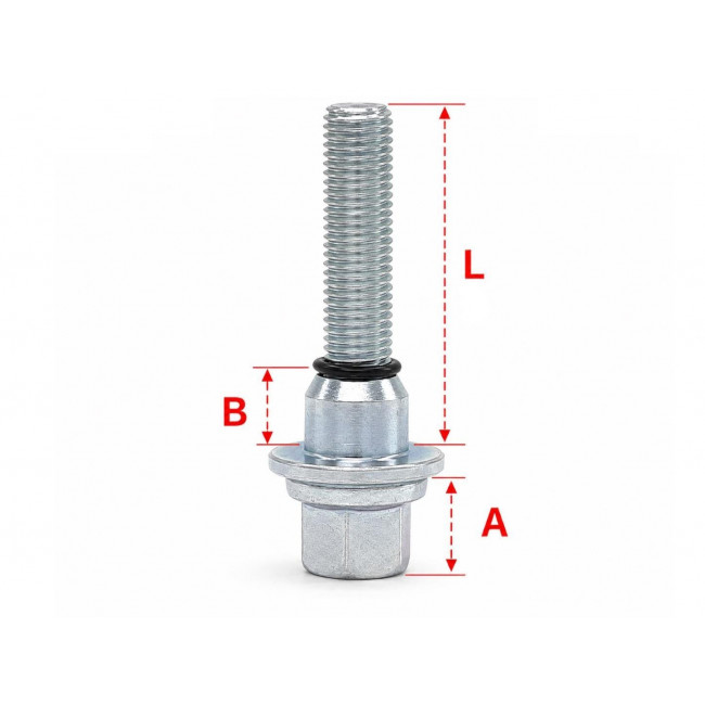 Μπουλόνι Επίπεδο Με Ροδέλα M12X1,25 - Peugeot - Citroen - Μήκος: 50mm - Κλειδί: 17 - (L1225FL50P)