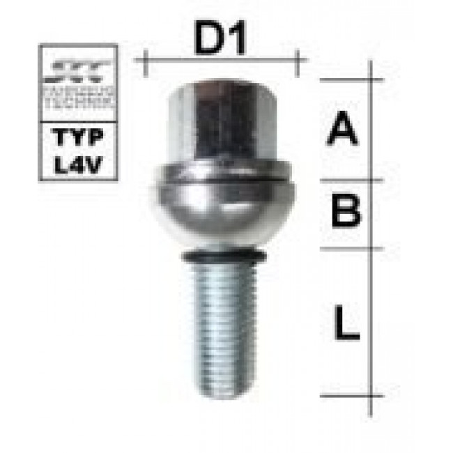 Μπουλόνι Τροχού M14x1,5 Πομπέ Ροδέλες / Ακτίνα 13 / Μήκος: 28 mm / Κλειδί: 17