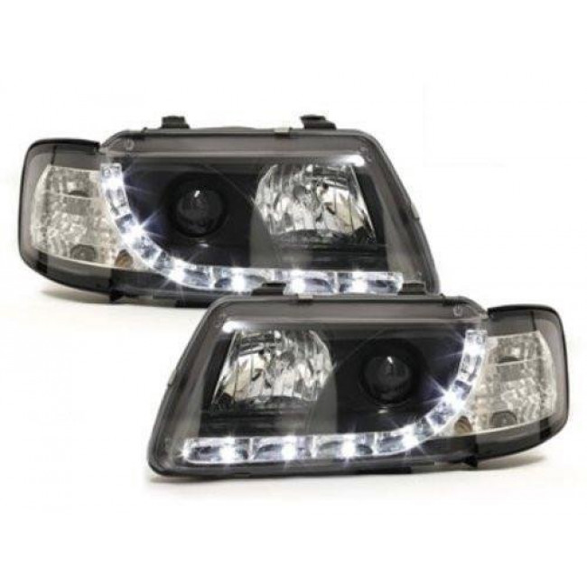 Μπροστινά Φανάρια LED Dayline με Φώτα Ημέρας και DRL Audi A3 8L (1996-2000) - Χωρίς Ρυθμιστή - Μαύρα - 2 Τμχ (LPAU28-DRL)