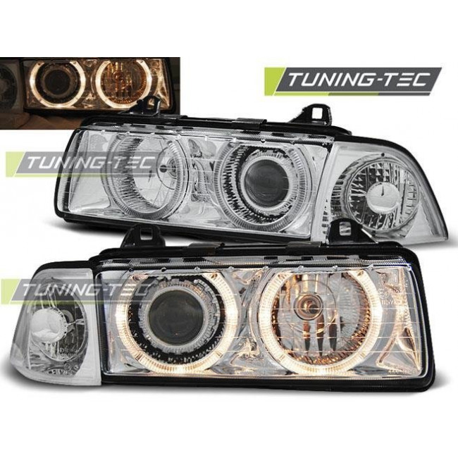 Φανάρια Angel Eyes Εμπρός Χρώμια BMW E36 Limousine/Touring 92-98 - (LPBM20)