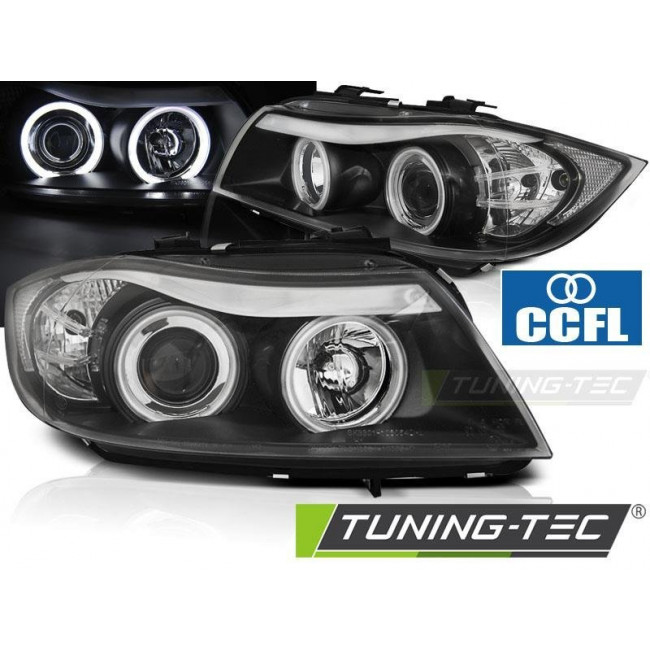 Φανάρια Angel Eyes Εμπρός Μαύρα CCFL BMW E90 05-  - (LPBMH7)