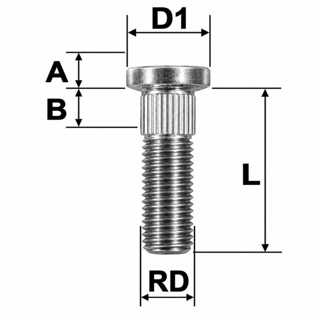 Μπουζόνι Τροχού M10x1.25 - Suzuki Alto - RD:10mm - Μήκος: 26 mm