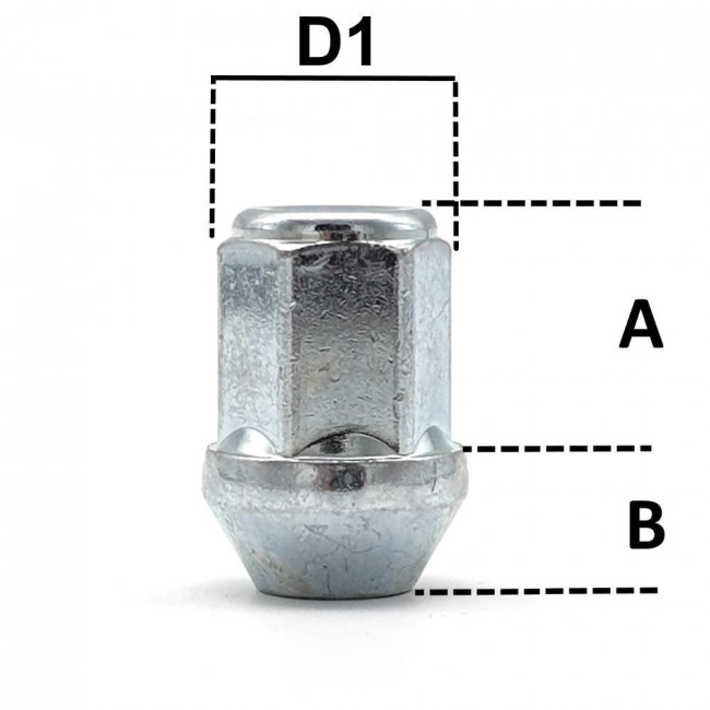 Παξιμάδι Τροχού Ζαντών / Τροχών M12x1,5 - / Κωνικό 60° - Κλειδί:19 - (M1215KEGN)