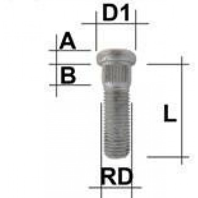 Μπουζόνι Τροχού Πολύσφηνο M12X1.5 - Μήκος: 35 mm / RD: 13mm - 1 Τμχ. - (M1215RE35F)