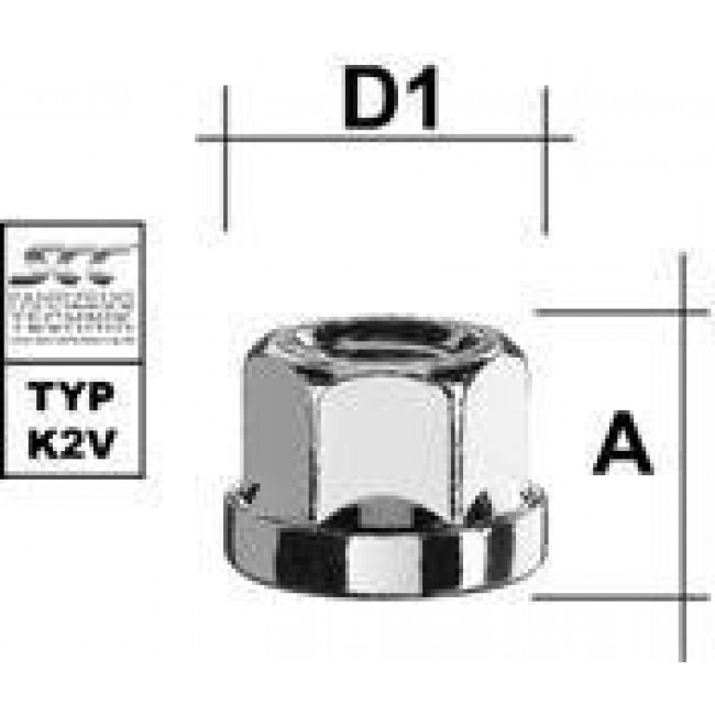 Παξιμάδι Τροχού  M12X1,25 / Επίπεδο / Κλειδί 19 - (M1225FLO9)