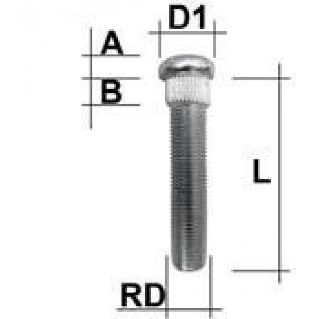Μπουζόνι Τροχού - M12x1,25 - Πολύσφηνο: 14,30mm - Μήκος 62mm - (M1225RE622)