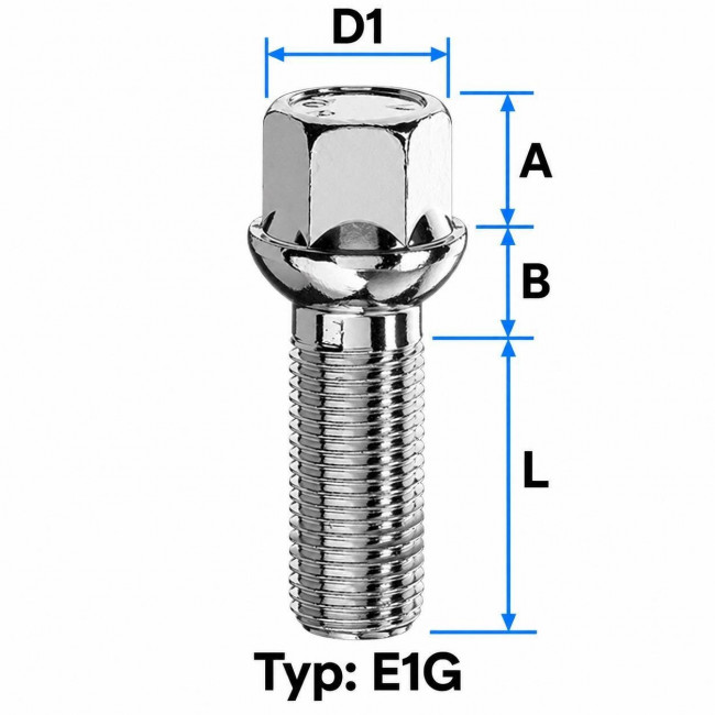 Μπουλόνι Τροχού M14X1,5 - Πομπέ Ακτίνα 13 / Μήκος: 40mm / Κλειδί: 17 - (M1415KU40S)