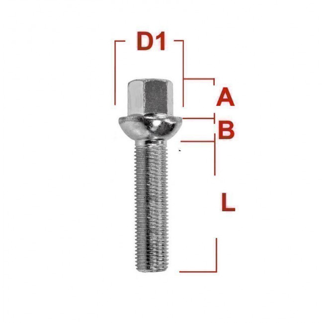 Μπουλόνι Τροχού M14X1,5 Πομπέ / Κλειδί: 17 Ακτίνα 14 / Μήκος: 45mm / Kh19