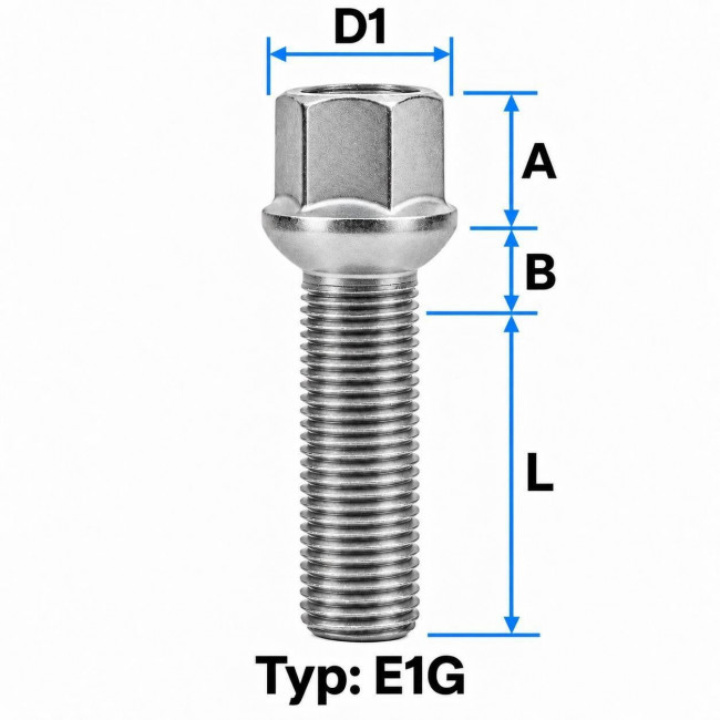 Μπουλόνι Τροχού M14X1,5 Πομπέ Ακτίνα 14 / Μήκος: 45 mm / Κλειδί: 17