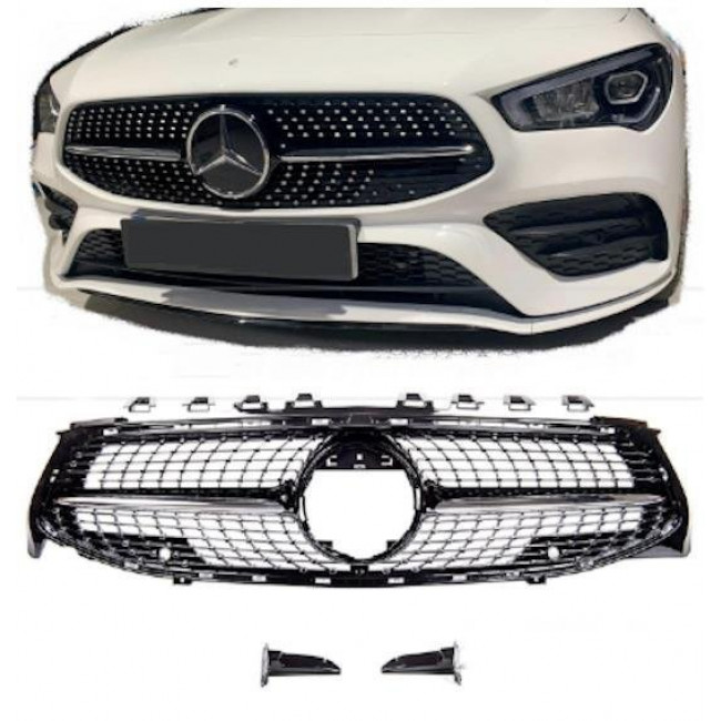 Μάσκα Εμπρός Mercedes CLA-Class C118 (2019-) Look Diamond Χρώμιο/Μαύρο - Χωρίς Κάμερα - 1 Τμχ. (MB118640)