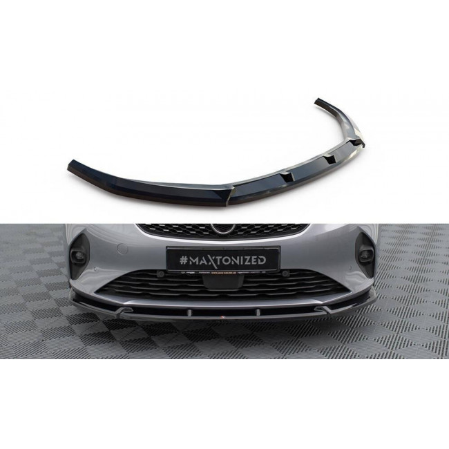 Spoiler / Χειλάκι Εμπρός Προφυλακτήρα Maxton Design V.1 Opel Corsa F (2019 -) - Μαύρο Γυαλιστερό - (OP-CO-F-FD1G)