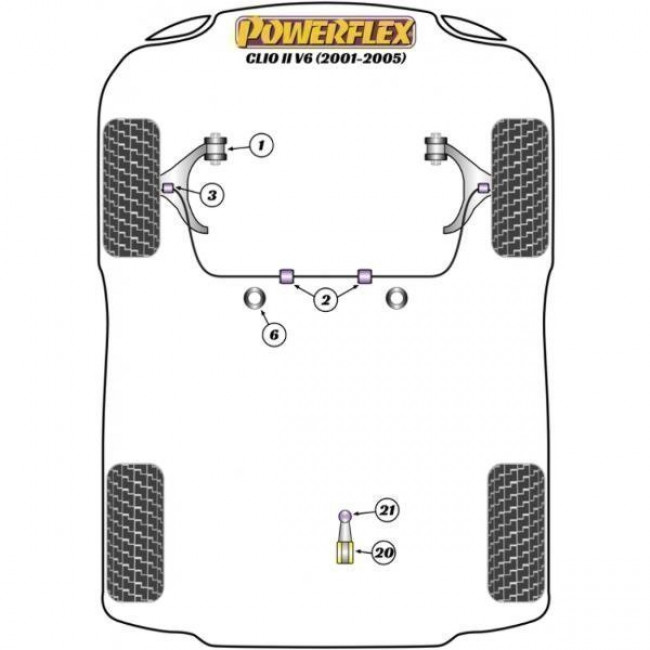 Powerflex Συνεμπλόκ αμοριστέρ για Renault Clio V6 (2001-2005) - 1 τμχ. - (EXH014)