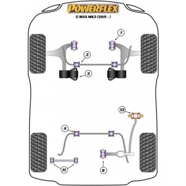 Powerflex Συνεμπλόκ αντιστρεπτικής  εμπρός 21mm για Ford C-Max MK2 (2011-) - 2 τμχ. - (PFF19-1603-21)