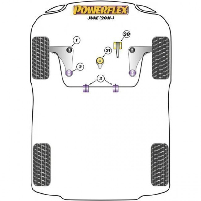 Powerflex Συνεμπλόκ συμπληρωματικό μπροστινόs βάση μηχανής πάνω μηχανής για Nissan Juke (2011 on) - 1 τμχ. - (PFF46-820)
