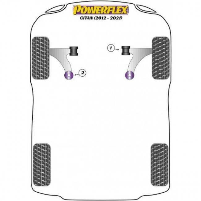 Συνεμπλόκ Ψαλιδιού Powerflex Εμπρός, Για Ρύθμιση Camber Renault Captur ΜΚ1, Megan, Senic MK2, Nissan NV250 - 2 τμχ. - (PFF60-501G)