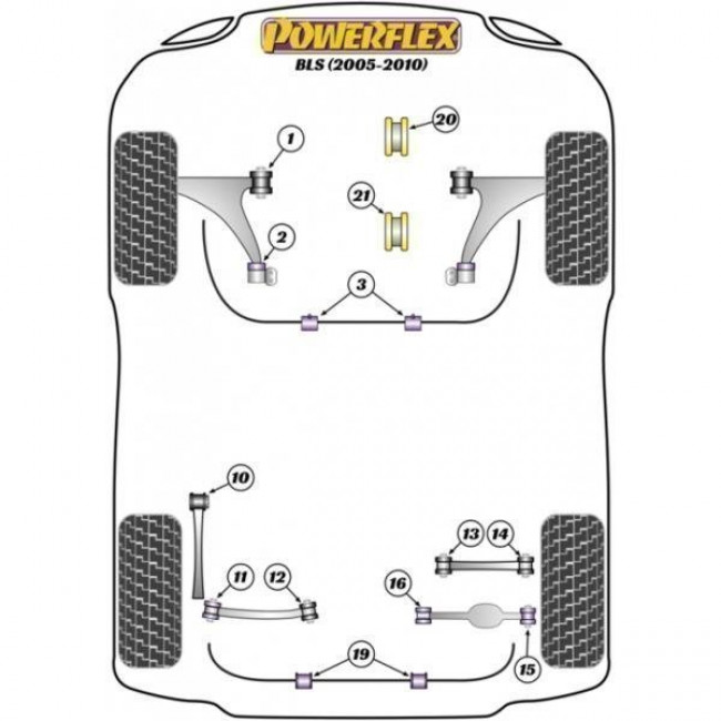 Powerflex Συνεμπλόκ πίσω βάσης σασμάν κάτω για Cadillac BLS (2005 - 2010) - 1 τμχ. - (PFF80-1221)