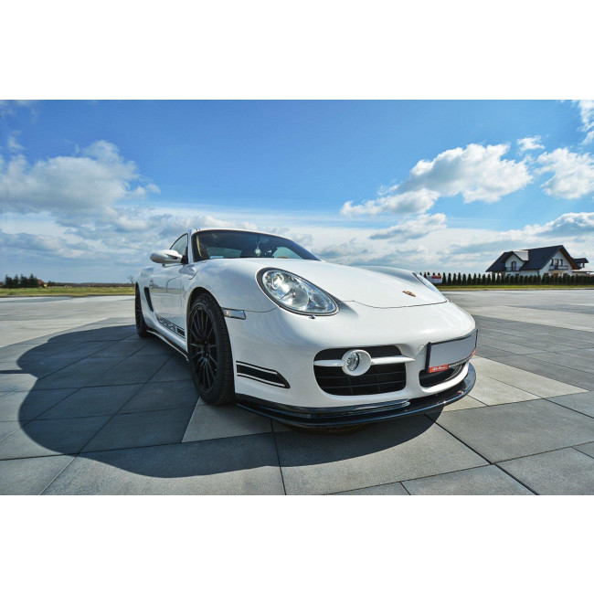 Spoiler / Χειλάκι εμπρός προφυλακτήρα Maxton Design PORSCHE CAYMAN S 987C Μαύρο Σαγρέ - (PO-CA-S-987-FD2T)
