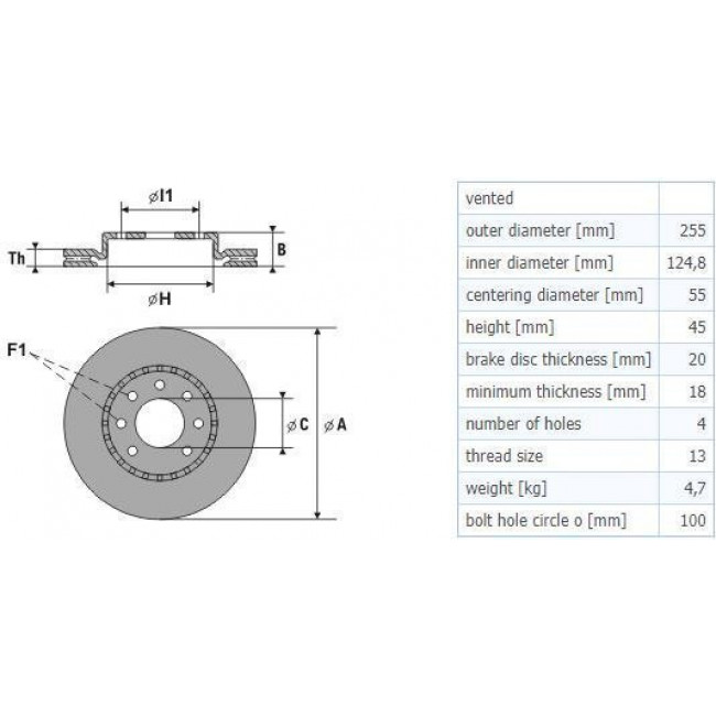 Rotinger Δισκόπλακες Graphite Line Τρυπητές για MAZDA 121 (DB), 323 (BA, BG), MX-5 (NA) - [235X45] - 1 Τμχ. - (RT 2069-GL T3)