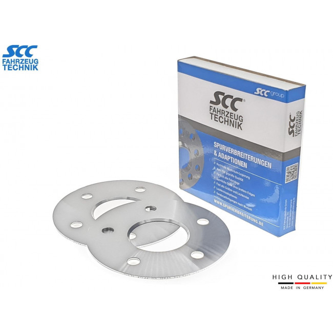 5mm Αποστάτες Τροχών SCC - Καρέ: 5x110 - Κέντρο: Φ65,1 mm - Al 7075 - Ασημί - 2 Tμχ. - (10456)