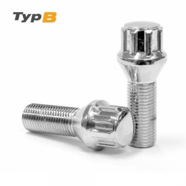 Μπουλόνι Τροχού Ασφαλείας Type B M14x1,25 / Μήκος: 28mm / Κλειδί:  17-19 / Κωνικό 60° / Γαλβανιζέ - 4 Τμχ.