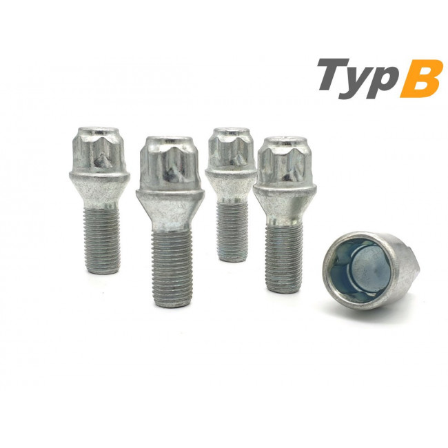 Μπουλόνι Τροχού Ασφαλείας Type B M14x1,5 / Μήκος: 28mm / Κλειδί: 17-19 / Κωνικό 60° / Γαλβανιζέ - 4 Τμχ. - 4 τμχ.