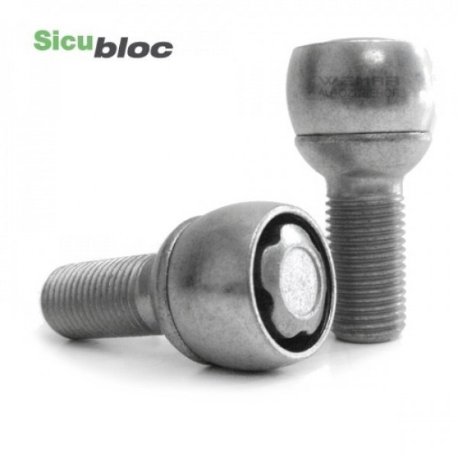 Μπουλόνι Τροχού Ασφαλείας Type Sicubloc M14x1,5 / Μήκος: 25mm / Κλειδί: 19 / Πομπέ / Ακτίνα 13 / Γαλβανιζέ - 4 Τμχ.