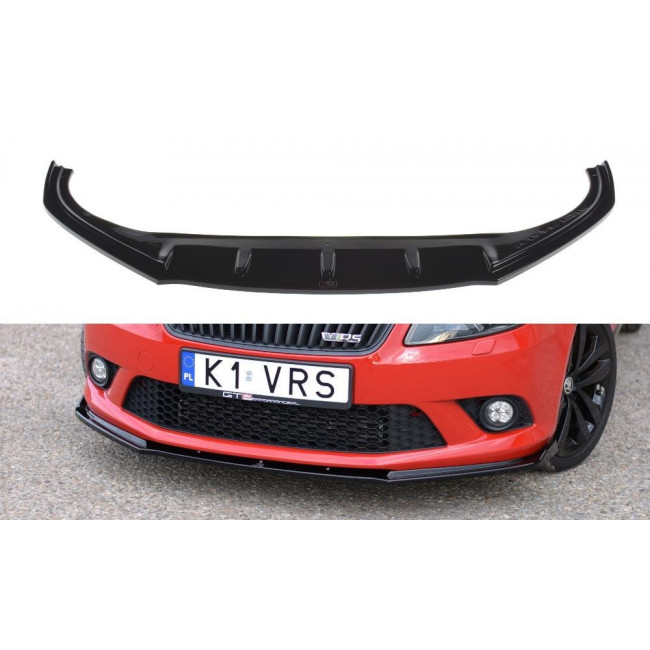 Spoiler / Χειλάκι εμπρός προφυλακτήρα Maxton Design SKODA FABIA MK2 RS Μαύρο Γυαλιστερό - (SK-FA-2-RS-FD1G)