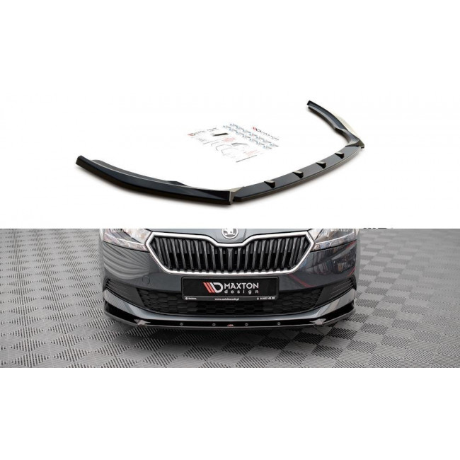 Spoiler / Χειλάκι εμπρός προφυλακτήρα Maxton Design Skoda Fabia Mk3 Facelift μαύρο γυαλιστερό - (SK-FA-3F-K-FD1G)