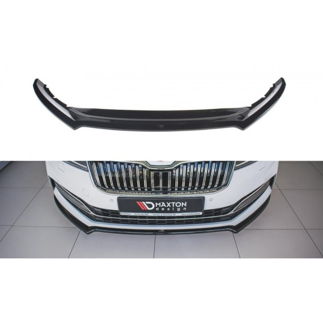 Spoiler / Χειλάκι εμπρός προφυλακτήρα Maxton Design Skoda Superb Mk3 FL Μαύρο Γυαλιστερό - (SK-SU-3F-FD1G)