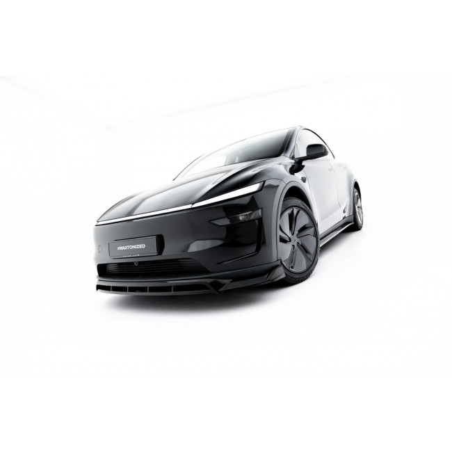 Spoiler / Χειλάκι Εμπρός Προφυλακτήρα Maxton Design Tesla Model Y Mk1 FL (2025 - ) - Μαυρο Γυαλιστερό - (TE-MODELY-1F-FD1G+FD1RG)