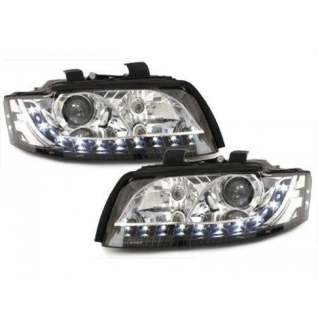 Μπροστινά Φανάρια Dayline με Φώτα Ημέρας Audi Α4 B6 Type 8Ε (2000-2004) - Χωρίς Ρυθμιστή - Μαύρα - 2 Τμχ. (TT-LPAU64)