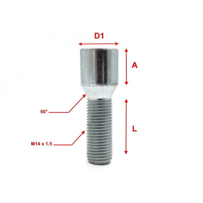 Μπουλόνια Τροχών Τορξ / M14x1.5 / ?20mm / Μήκος: 33mm - (UK1415KE33)