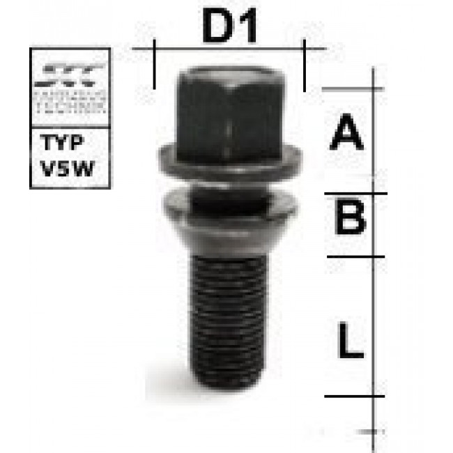 Μπουλόνι Μετατροπής M14x1,5 / Κωνικό 60° / Μήκος: 54 mm / Κλειδί: 17