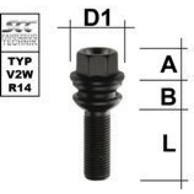 Μπουλόνι Porsche & Audi  M14x1,5 / Mε Πομπέ Ροδέλα / Ακτίνα 14 / Μήκος: 42 mm / Κλειδί: 19