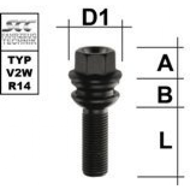 Μπουλόνι Porsche & Audi  M14x1,5 / Mε Πομπέ Ροδέλα / Ακτίνα 14 / Μήκος: 48 mm / Κλειδί: 19