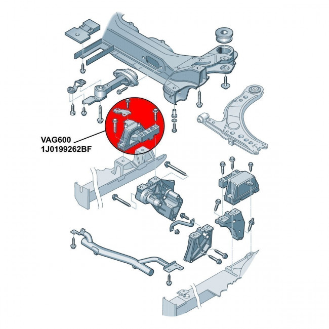 Ενισχυμένη Δεξιά Βάση Κινητήρα Vibra Technics Audi A3 (8L) / Seat Leon (1M) / Skoda Octavia (1U) / VW Golf 4 - 1Τμχ. - (VAG600M) (1J0199262BF)