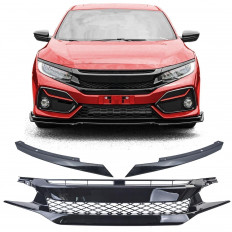 Sport Grill / Μάσκα Honda Civic FK (2016-2020) Look Type R / Χωρις Θέση Για Σήμα - Μαύρο Γυαλιστερό - (43248)