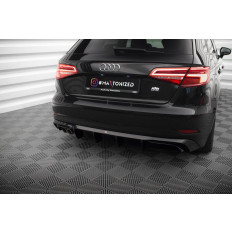 Διαχύτης Diffuser Maxton Design Audi A3 Sportback 8V Facelift (Μία Διπλή Αποληξη) - Μαύρο Γυαλσιτερό - (AU-A3-3F-SB-RS1GOO_)