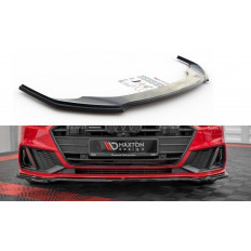 Spoiler / Χειλάκι εμπρός προφυλακτήρα Maxton Design Audi A7 C8 S-Line μαύρο σαγρέ - (AU-A7-C8-SLINE-FD1T)