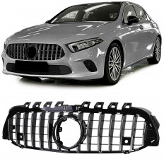 Sport Grill / Μάσκα Mercedes A-Class W177 Hatchback / V177 Sedan (2018-2024) - χωρίς Θέση Μπροστινής Κάμερας - με Θέση για PDC - Μαύρο με Χρώμιο (42001)