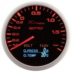 Όργανο Πίεσης και Θερμοκρασίας λαδίου 60mm μπαρόμετρο με ένδειξη Volt - (DEP-WA60014B)