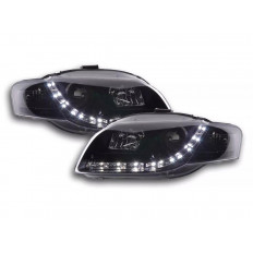 Μπροστινά Φανάρια LED Dayline με Φώτα Ημέρας Audi A4 B7 Type 8E (2004-2008) - Χωρίς Ρυθμιστή -  Μαύρα - 2 Τμχ. (FKFSAI010019)