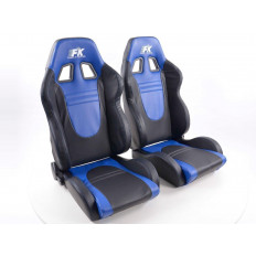 Καθίσματα αγωνιστικά σετ Bucket FK Μαύρα-Μπλε Δερματίνη Ανακλινόμενα  - (FKRSE613-615)