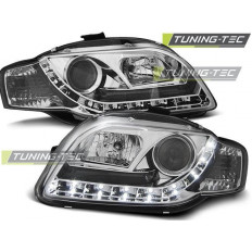 Μπροστινά Φανάρια LED Dayline με Φώτα Ημέρας Audi A4 B7 Type 8E (2004-2008) - με Ρυθμιστή - Χρώμια - 2 Τμχ. (LPAU41)