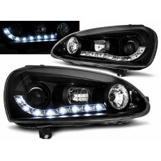 Φανάρια Εμπρός VW Golf 5 (2003-2008) - LED -  Με Φώτα Ήμερας -  Μαύρα (LPVW99)