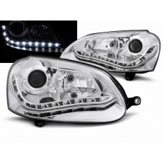 Φανάρια Εμπρός XENON VW Golf 5 (2003-2008) -  Με Φώτα Ήμερας LED -  Chrome (LPVWH9)