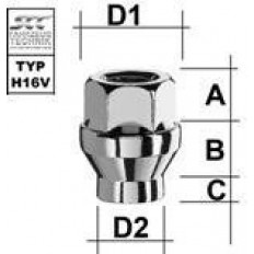 Παξιμάδι Τροχού  M14X1,5 / Κωνικό 60° / Με Λαιμό / Κλειδί 19 - (M1415KEOSN)