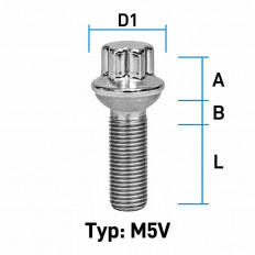 Μπουλόνι Τροχού M14x1,5 Πομπέ Ακτίνα 14 / Μήκος: 45 mm / Κλειδί: 17